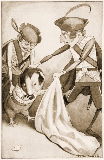 "في هذا ، انزلقوا خنزير غينيا" ، رسم توضيحي لمغامرات لويس كارول "أليس" في بلاد العجائب ، 1901 بواسطة بيتر نيويل